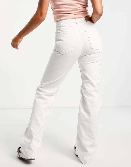 Pull&Bear High Waisted Straight Leg Vinyl Pants in White