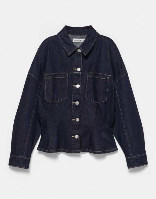 Pull&Bear aansluitend denim overhemd in marineblauw, 5 van 7