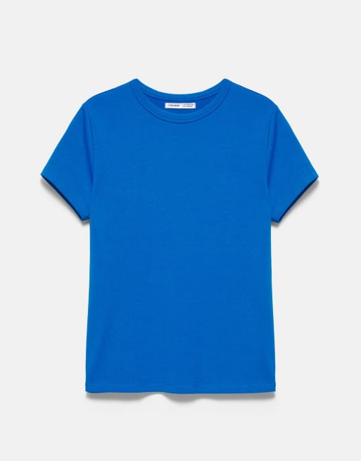Pull&Bear aansluitend T-shirt met korte mouwen in blauw, 6 van 7