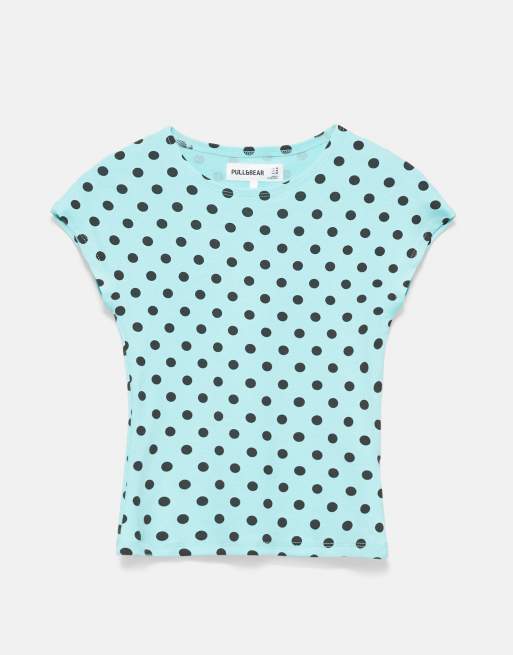 Pull&Bear aansluitend T-shirt met lange mouwen in licht turquoise, 6 van 7
