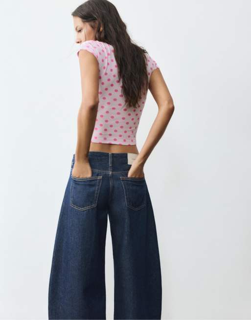 Pull&Bear aansluitend T-shirt met lange mouwen in roze, 2 van 7