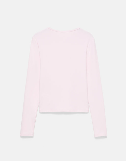 Pull&Bear aansluitend T-shirt met lange mouwen in roze, 7 van 7