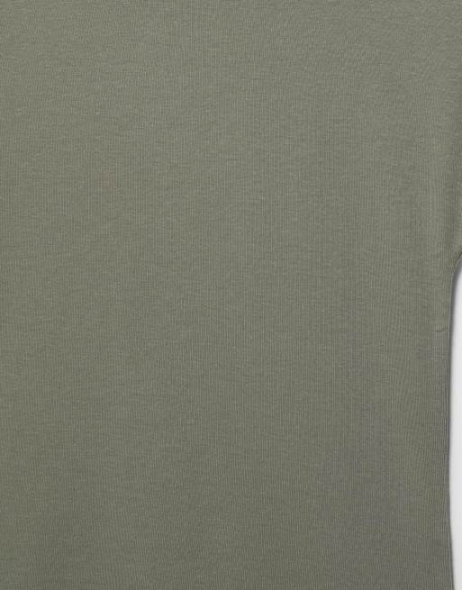 Pull&Bear - Aansluitend T-shirt met volle mouwen in kaki, 7 van 7