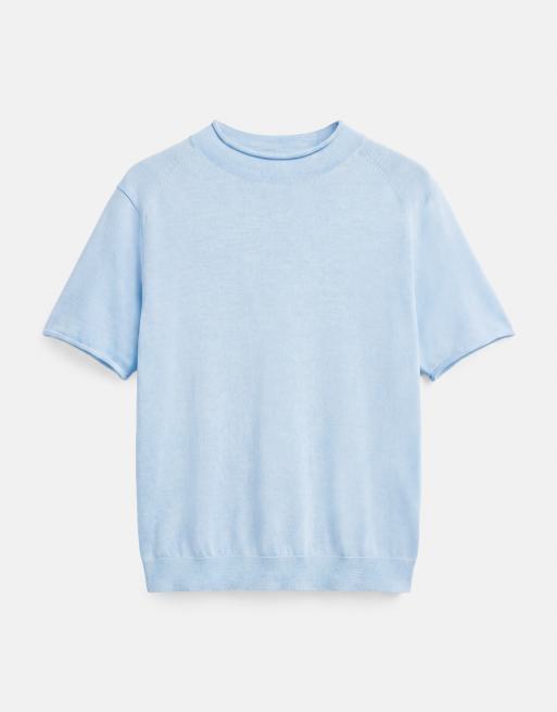 Pull&Bear aansluitende trui met korte mouwen in pastelblauw, 5 van 7