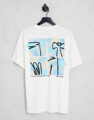Pull&Bear abstract back print t-shirt in white