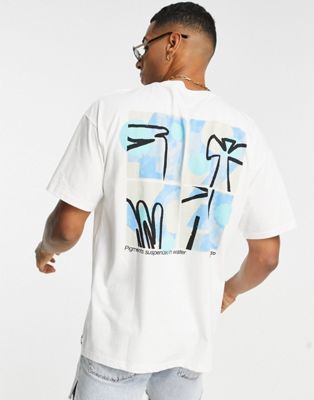 Pull&Bear abstract two back print t-shirt in white