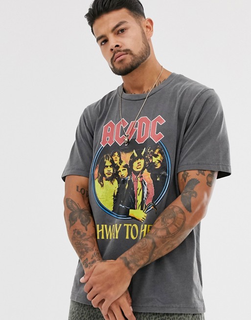 Pull&Bear ACDC printed t-shirt in grey