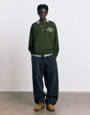 Pull & Bear Acid Green Graphic Sweatshirt