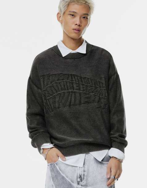 Pull&Bear Acid wash stwd sweater in black - view 1