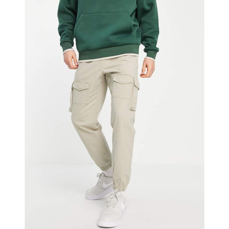 Pull&Bear ripstop cargo trousers in tan, ASOS