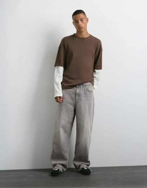 Pull&Bear afslappede baggy jeans i lysegrå - view 1