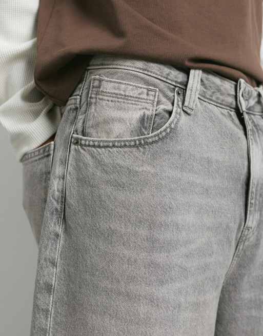 Pull&Bear afslappede baggy jeans i lysegrå, 3 af 7
