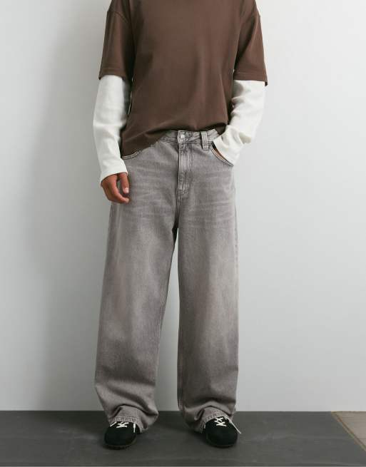 Pull&Bear afslappede baggy jeans i lysegrå, 4 af 7