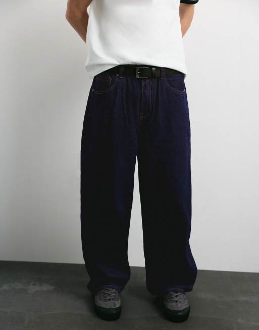 Pull&Bear afslappede baggy jeans i navy, 4 af 7