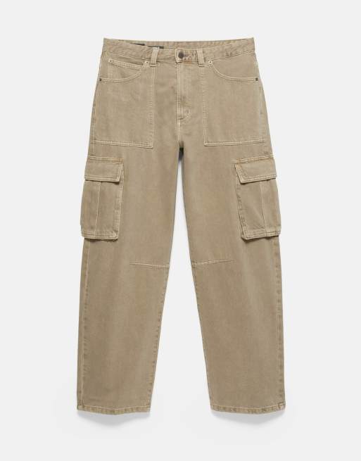Pull&Bear afslappede cargo-jeans i beige, 6 af 7