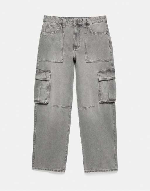 Pull&Bear afslappede cargo-jeans i lysegrå, 6 af 7