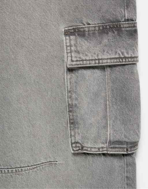Pull&Bear afslappede cargo-jeans i lysegrå, 7 af 7