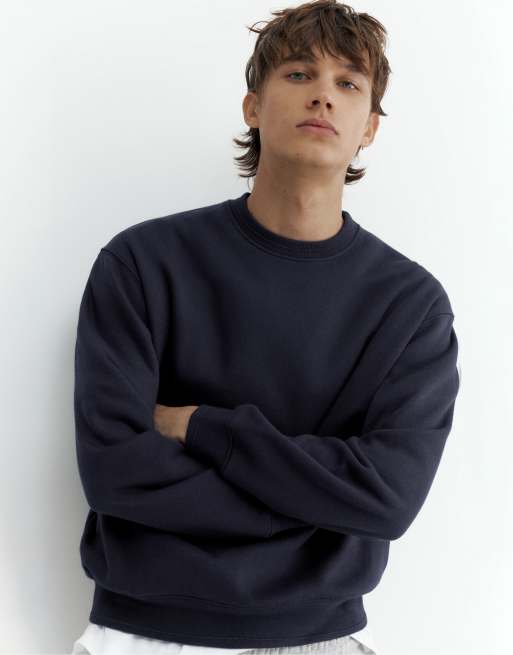 Pull&Bear afslappet sweatshirt i navy, 3 af 7
