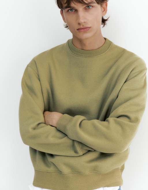 Pull&Bear afslappet sweatshirt i olivengrøn, 3 af 7
