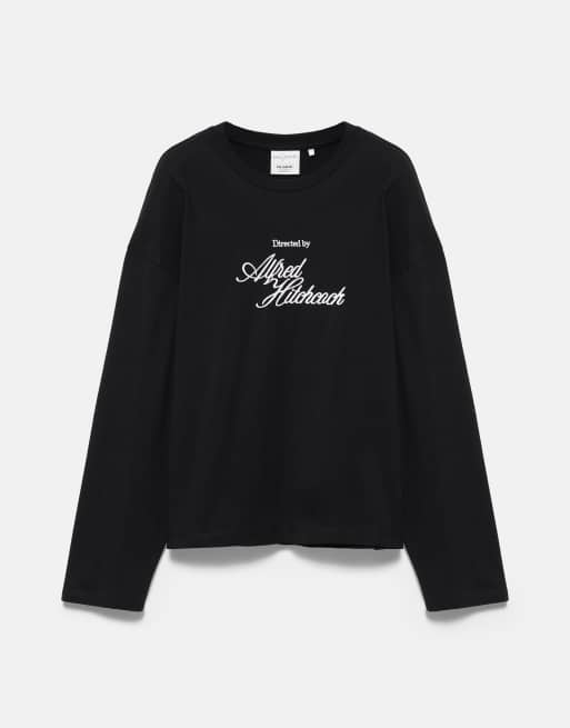 Pull&Bear Alfred hitchcock regular fit t-shirt in black, 5 of 7