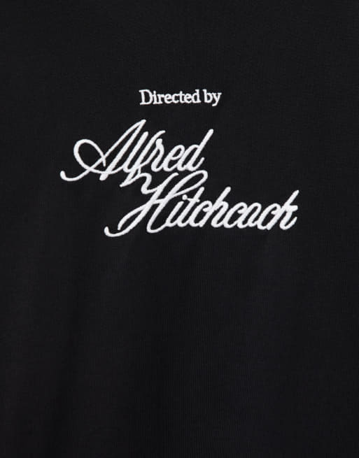 Pull&Bear Alfred hitchcock regular fit t-shirt in black, 6 of 7