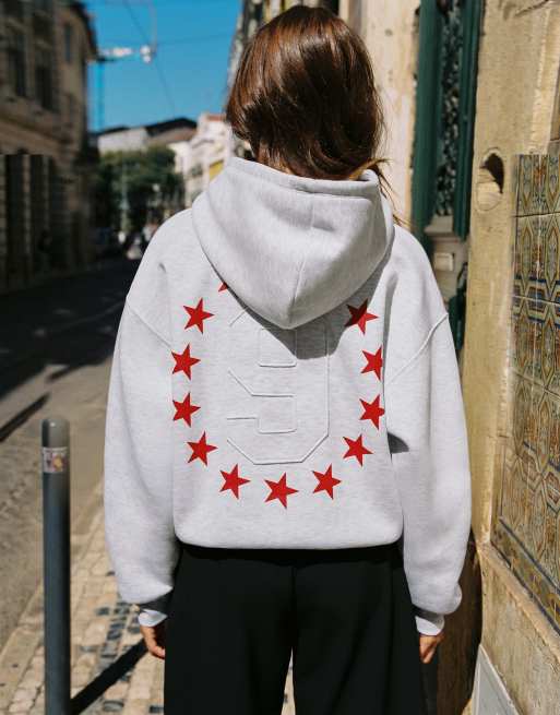 Pull&Bear alternative culture graphic hoodie in grijs gemêleerd, 2 van 7