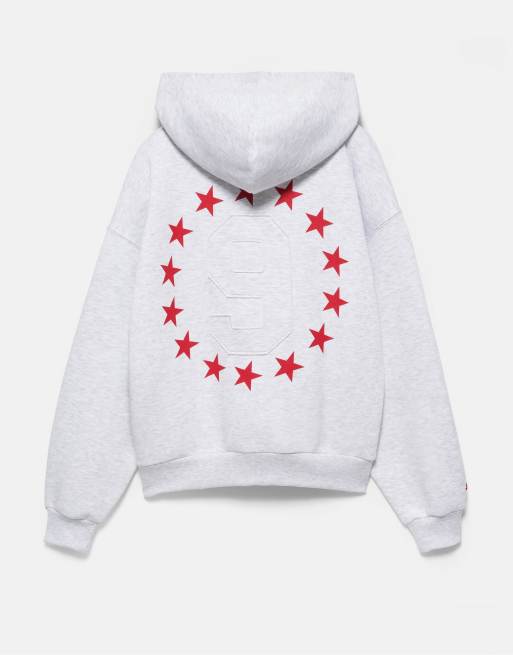 Pull&Bear alternative culture graphic hoodie in grijs gemêleerd, 7 van 7
