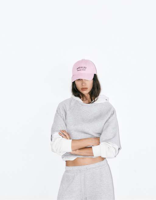 Pull&Bear Amalfi embroidered cap in pink, 4 of 4