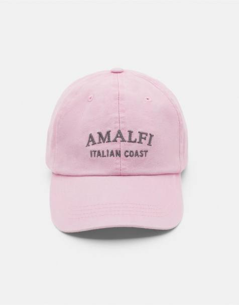 Pull&Bear – Amalfi – Rosa keps med broderi - view 1