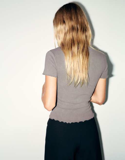Pull&Bear Angel graphic T-shirt met strass in grijs, 2 van 7