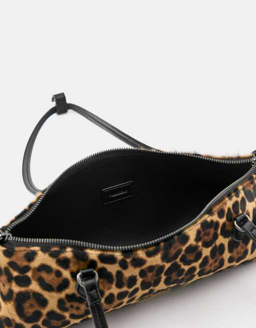 Pull&Bear Animal print leather shoulder bag in leopard, 4 of 4