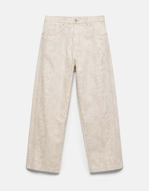 Pull&Bear Animal print trousers in beige, 6 of 7