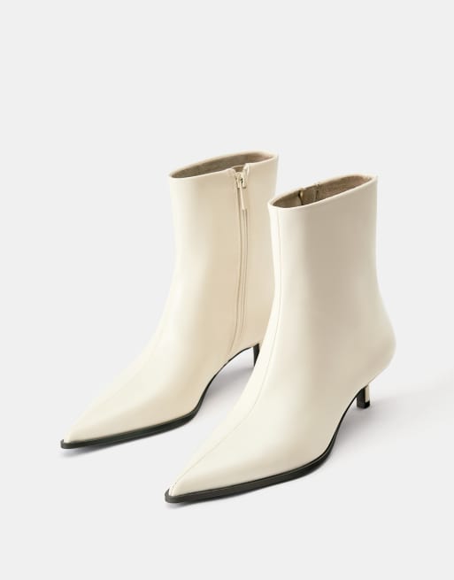 Pull&Bear ankelboots med taxklack i ecru, 2 av 7