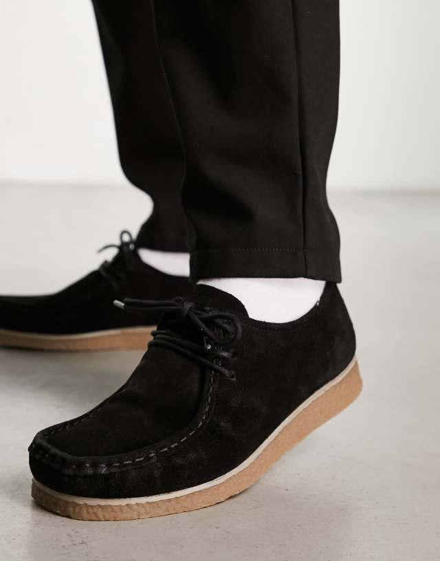 Pull&Bear apron seam lace-up shoes in black