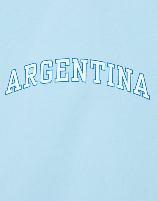 Pull&Bear Argentina slim fit graphic t-shirt in pale blue, 2 of 4