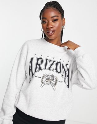 Pull&Bear Arizona varisty sweatshirt in grey