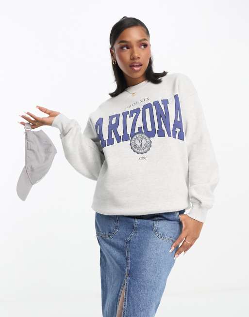 Pull Bear Arizona varsity oversized sweat in grey marl ASOS