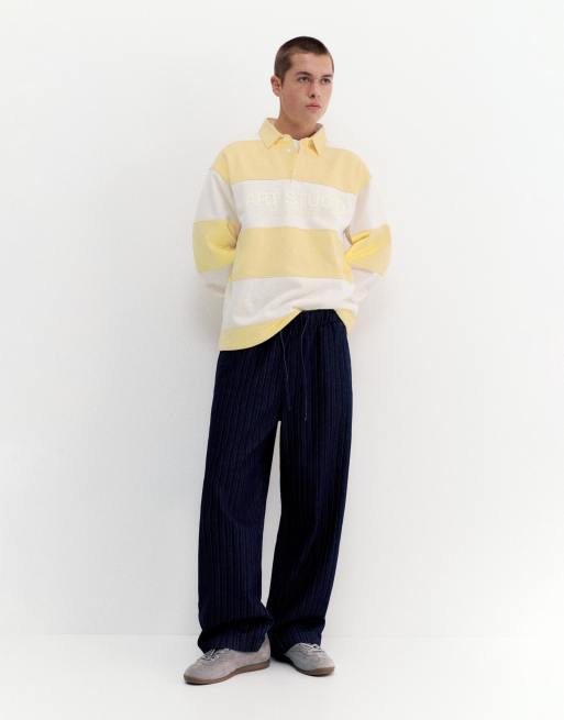 Pull&Bear - Art Studio - Poloshirt met panelen in geel, 2 van 4
