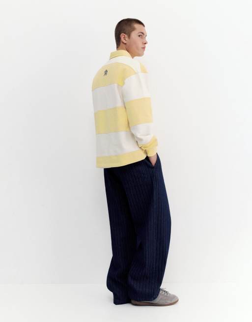 Pull&Bear - Art Studio - Poloshirt met panelen in geel, 4 van 4