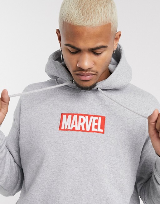 Pull&Bear ASOS SMU Marvel hoodie with small chest logo in grey