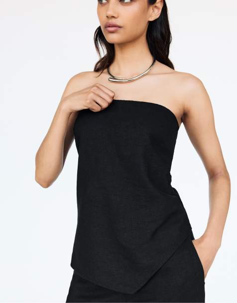 Pull&Bear asymmetric bandeau in black - view 1