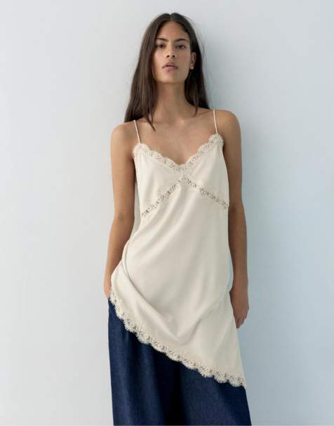 Pull&Bear Asymmetric camisole top in champagne - view 1