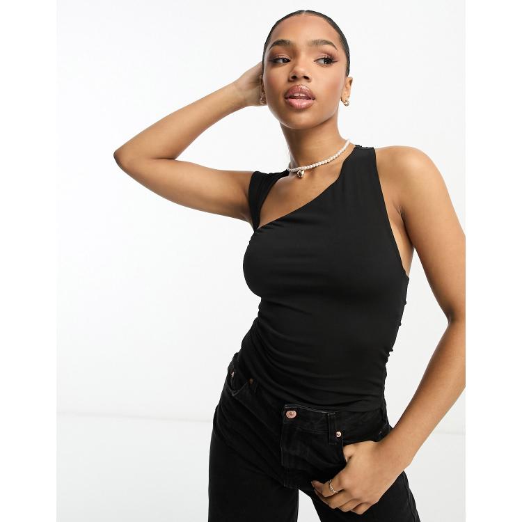 Pull Bear asymmetric cut out top in black ASOS