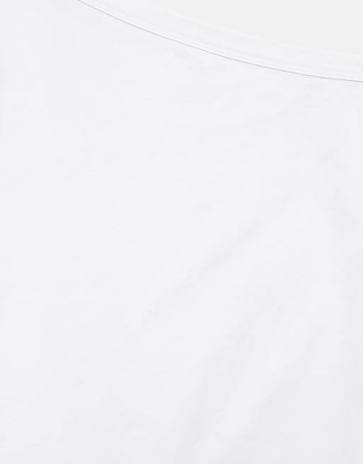 Pull&Bear Asymmetric oversize t-shirt in white, 6 of 6