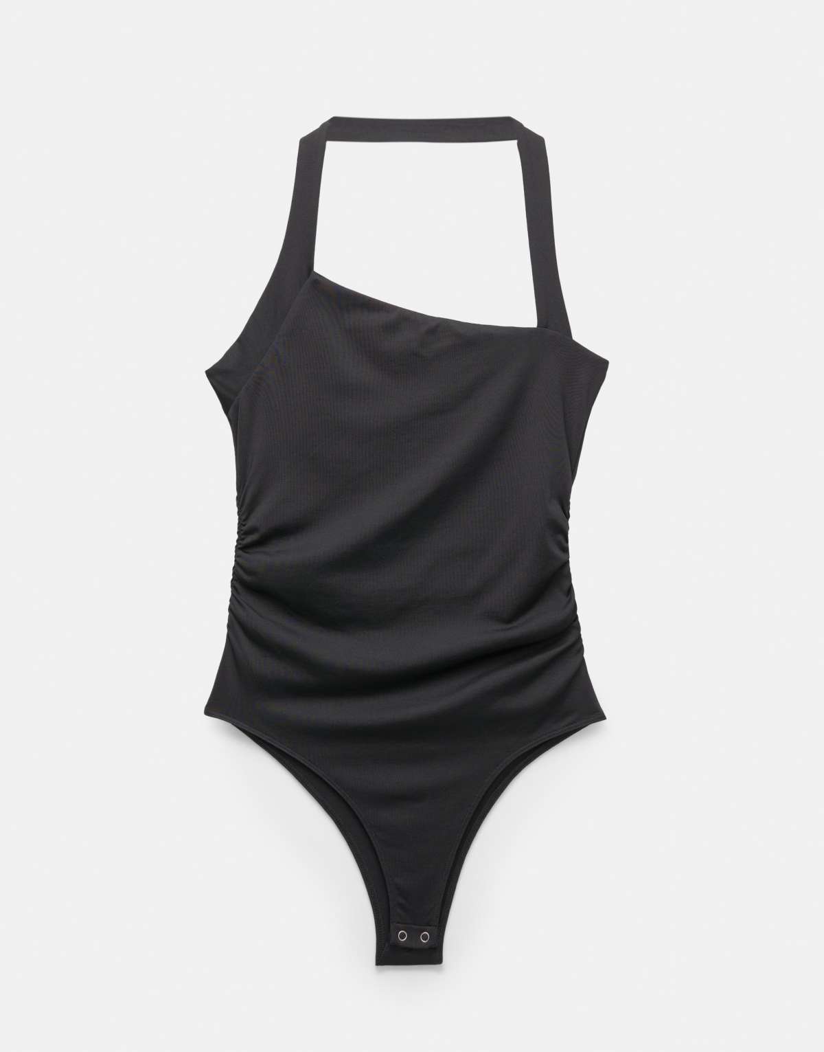 Pull&Bear Asymmetric polyamide bodysuit in black