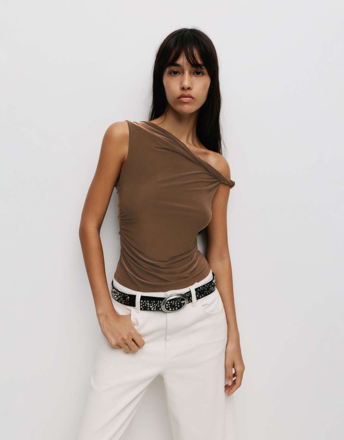 Pull&Bear Asymmetric top in brown