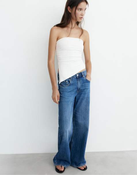 Pull&Bear - Asymmetrische bandeau-top in wit - view 1