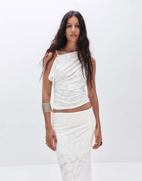 Pull&Bear - Asymmetrische camitop in wit - view 1