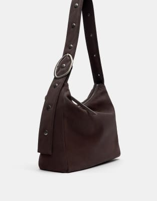 Pull & Bear - Asymmetrische Schultertasche in Braun-Brown