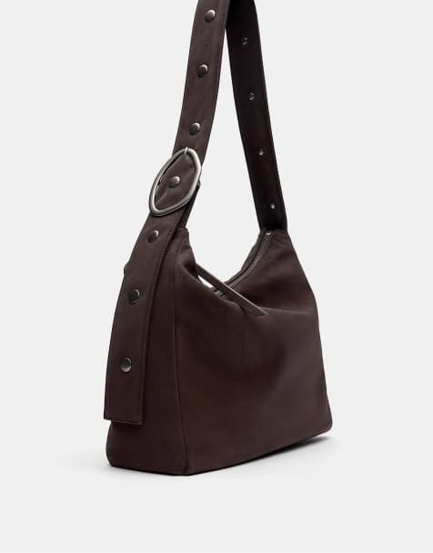 Pull&Bear – Asymmetrische Schultertasche in Braun - view 1